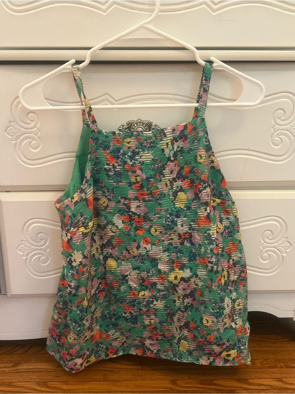 Anthropologie MAEVE Green Multi Floral Spaghetti-Strap Tank